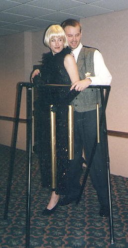 Me and Steve Wildey posing with the gong I made for the show (PVC Piping is Fabo)